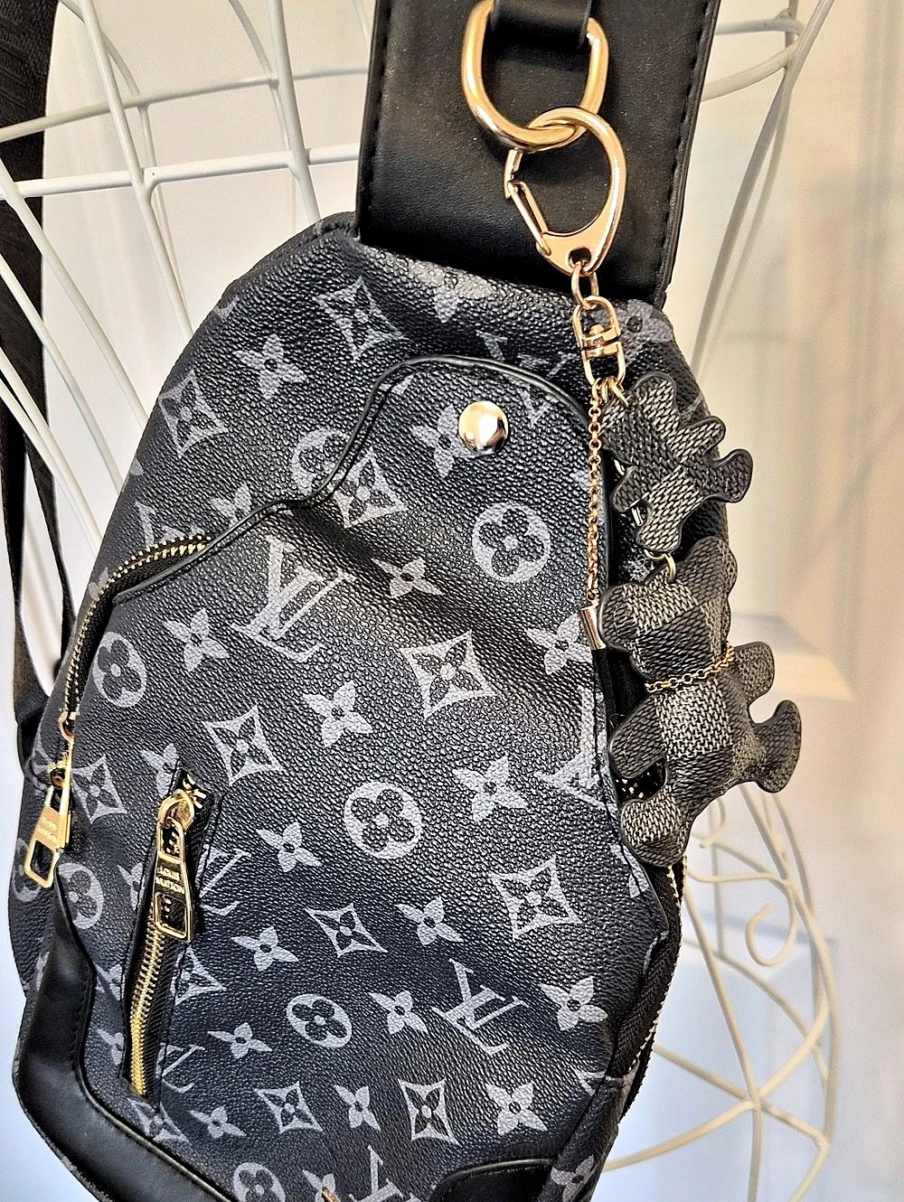 FAUX Sling Bag PM Crossbody Black & Gray